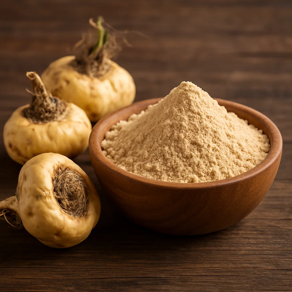 Maca root extract, one of HorseFil's ingredients for hormonal balance and energy