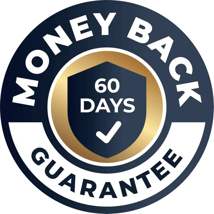 100% satisfaction 60-day money-back guarantee seal for HorseFil
